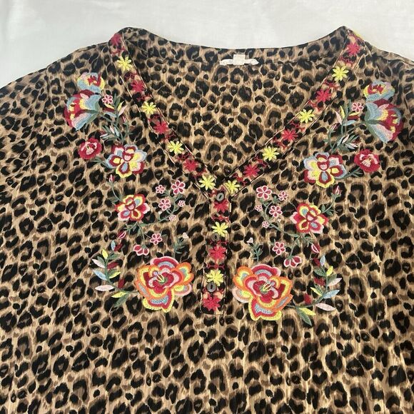 ODDY Women 3XL Top Blouse Long Sleeve Animal Embroidered Peasant Boho Lagenlook - Picture 13 of 13